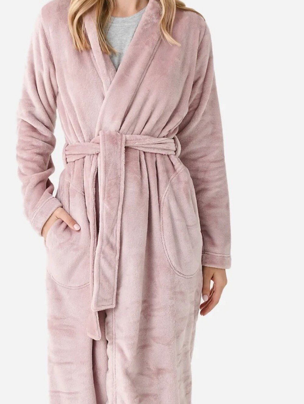 UGG MARLOW Plush Shawl Collar Robe in Blush Pink - Women's Long L